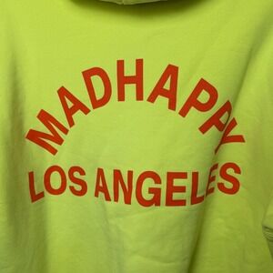 Madhappy Los Angeles Neon Yellow Full Zip Hoodie Sweatshirt 100% Cotton Fleece